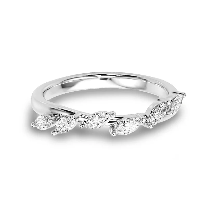 handcrafted wedding rings for women-0.60 ct. Marquise Diamond Anniversary Ring Leaf Design