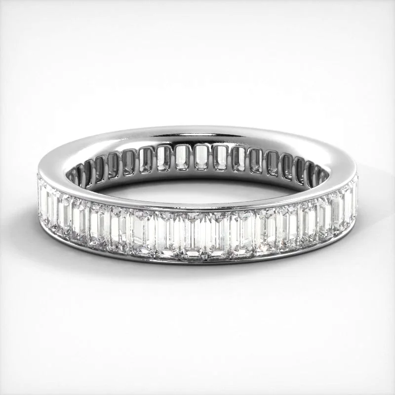 multi-layer rings for women-2.40 ct. Baguette Diamond Eternity Wedding Band