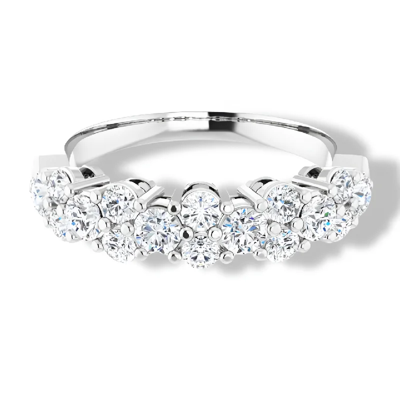 handmade rings for women-1 ctw Cluster Round Diamond Anniversary Band