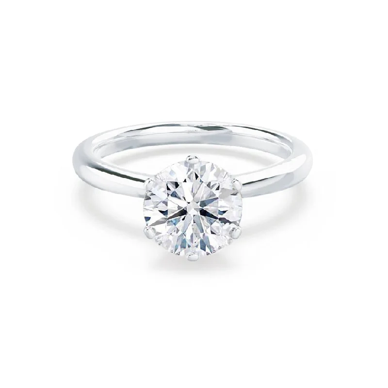 luxury engagement rings for women-SERENITY - Round Natural Diamond 950 Platinum Solitaire Engagement Ring