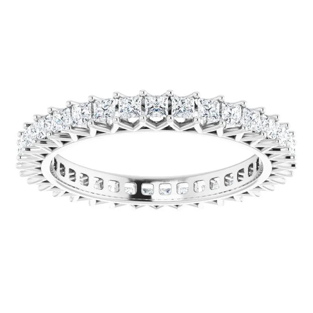 boho rings for women-1.05 ct. Princess Diamond Eternity Band Shared Prong Set Ring