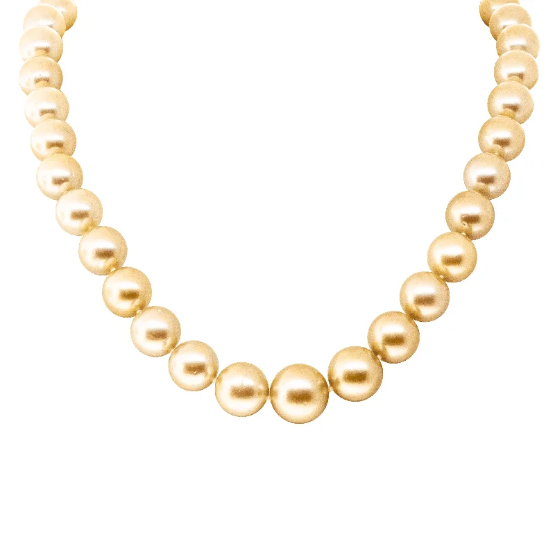 heart-shaped necklaces for women-9ct Yellow Gold South Sea Pearl Strand