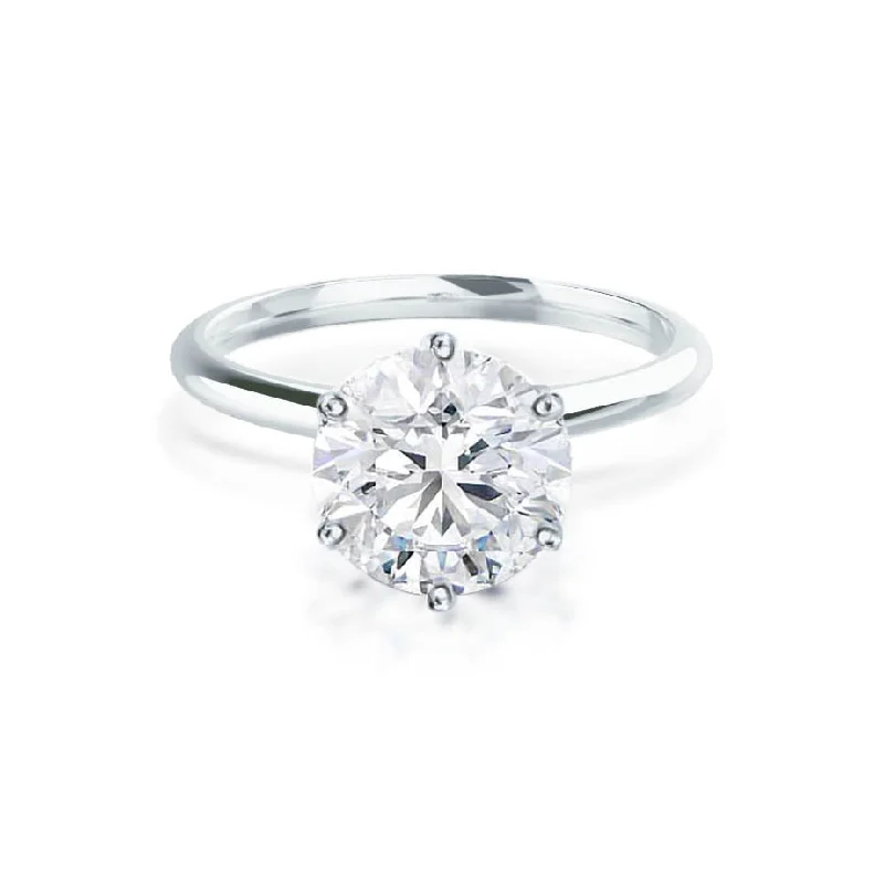 intricate engagement rings for women-LILLIE - Round Diamond 6 Prong Knife Edge Solitaire Platinum 950 Engagement Ring