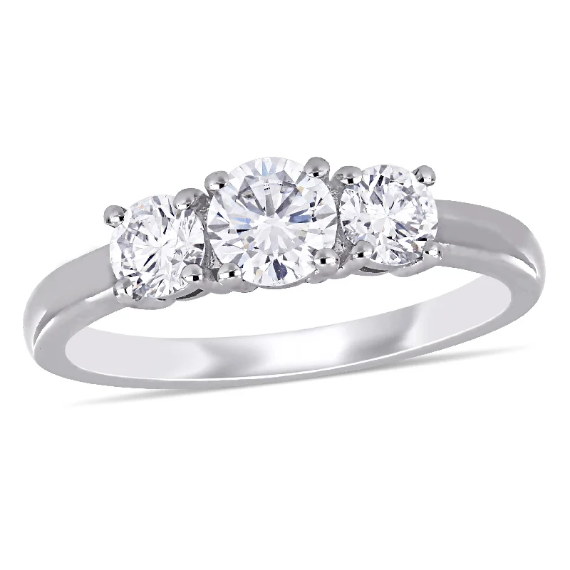 simple engagement rings for women-Created Forever 1ct TW Lab-Grown Diamond 3-Stone Engagement Ring in 14k White Gold