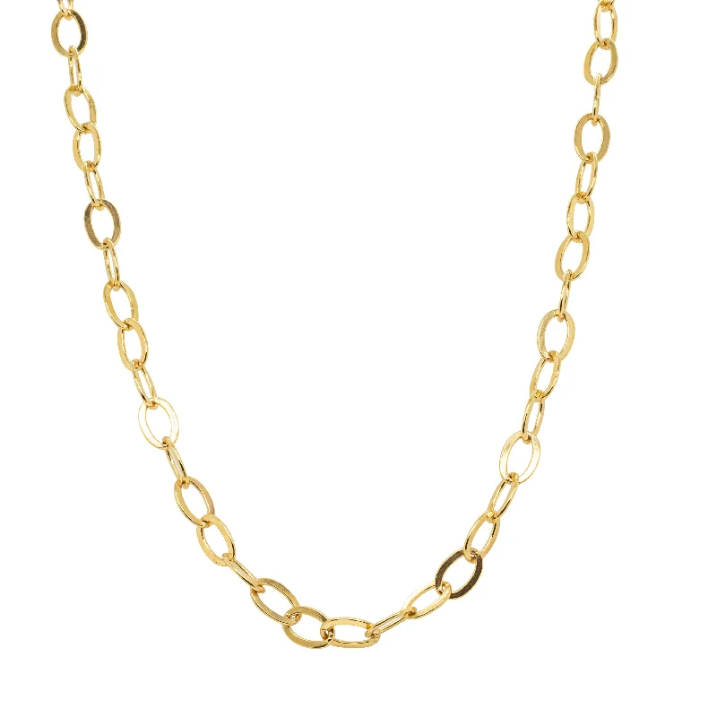 classic necklaces for women-9ct Yellow Gold Oval Link Chain