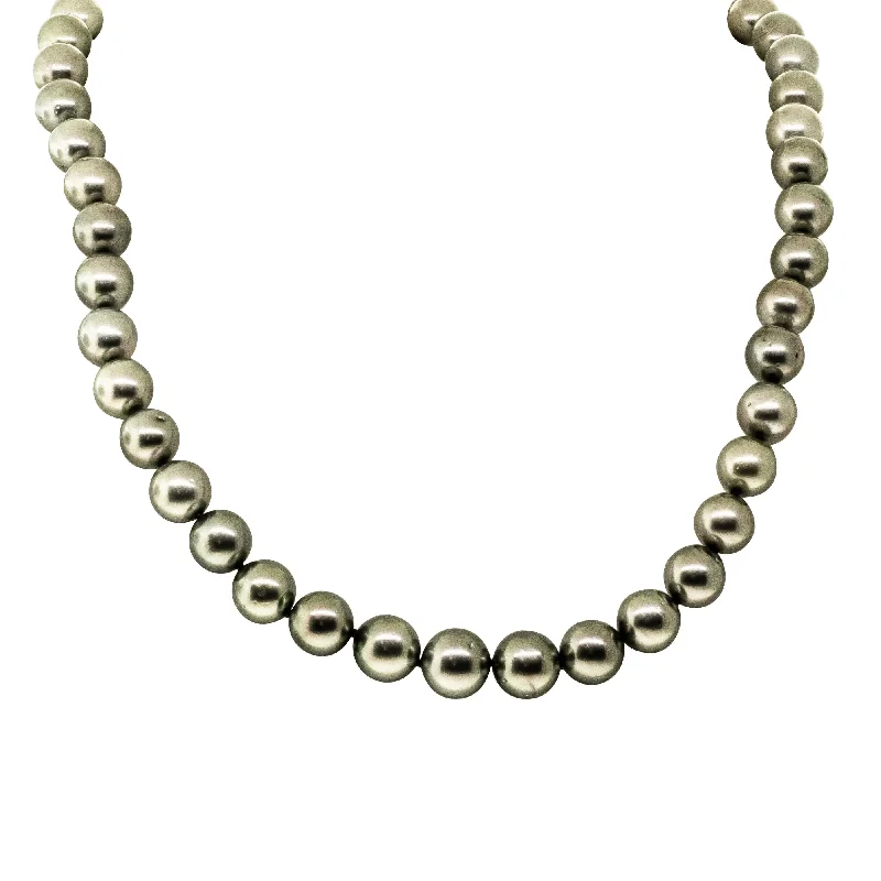 diamond necklaces for women-9ct Yellow Gold Tahitian Black Pearl Strand