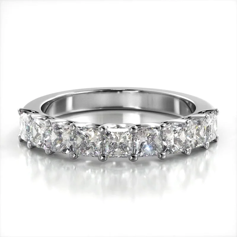 platinum wedding bands for women-1.53 ct. Princess Diamond Wedding Band