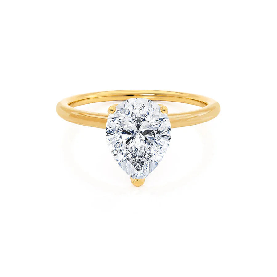 custom engagement rings for women-LULU - Pear Lab Diamond 18k Yellow Gold Petite Solitaire