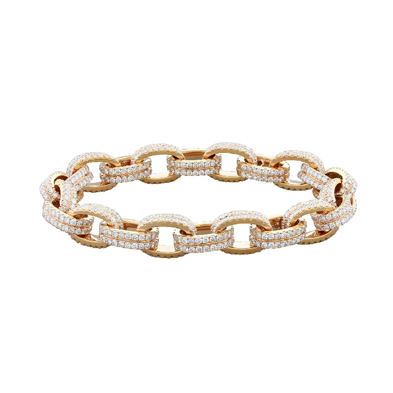 colorful gold bangles for women-Diamond Gold Link Bracelet