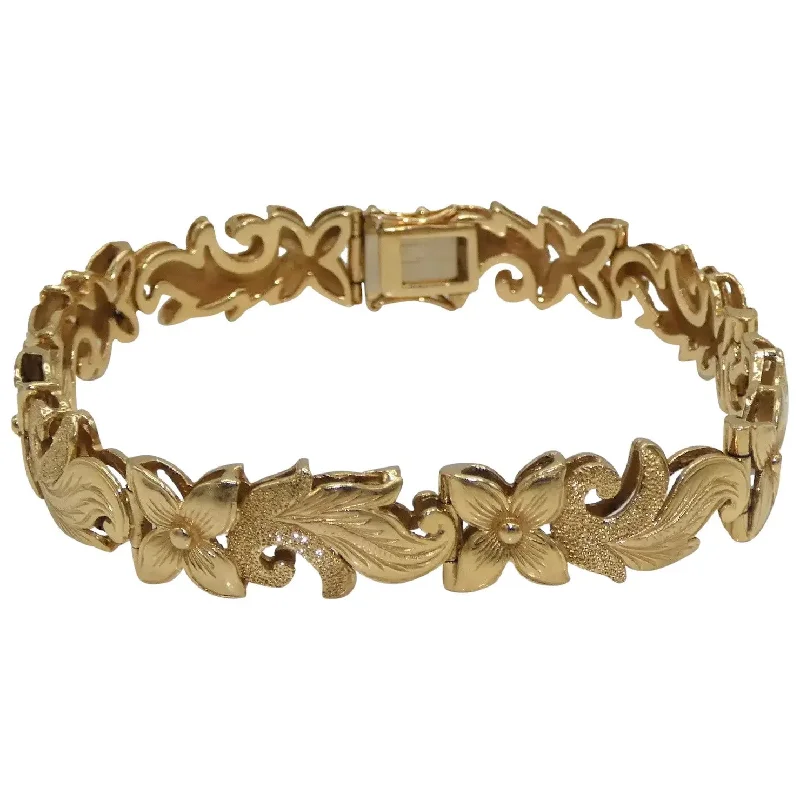 silver bangles for women-14K Gold Floral Bracelet