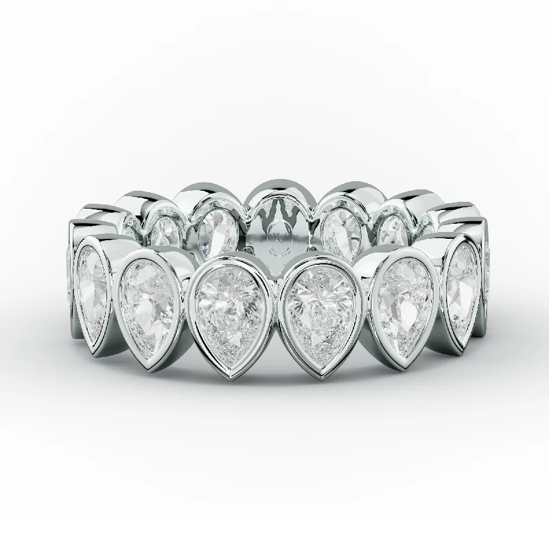 luxury rings for women-3.0 Carat Bezel Set Pear Cut Diamond Eternity Band