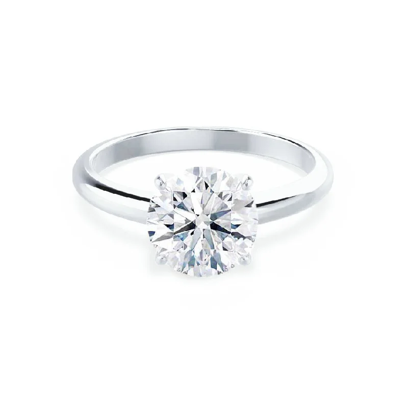 art deco engagement rings for women-GRACE - Round Diamond Solitaire Platinum 950 Engagement Ring