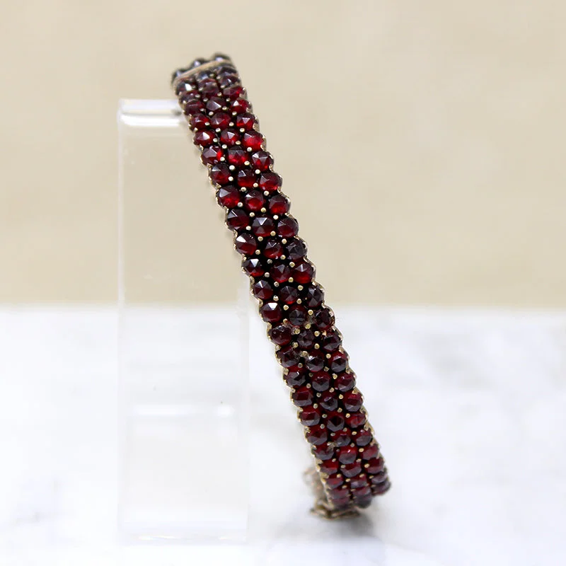 modern bangles for women-Rose Cut Bohemian Garnet Bangle Bracelet