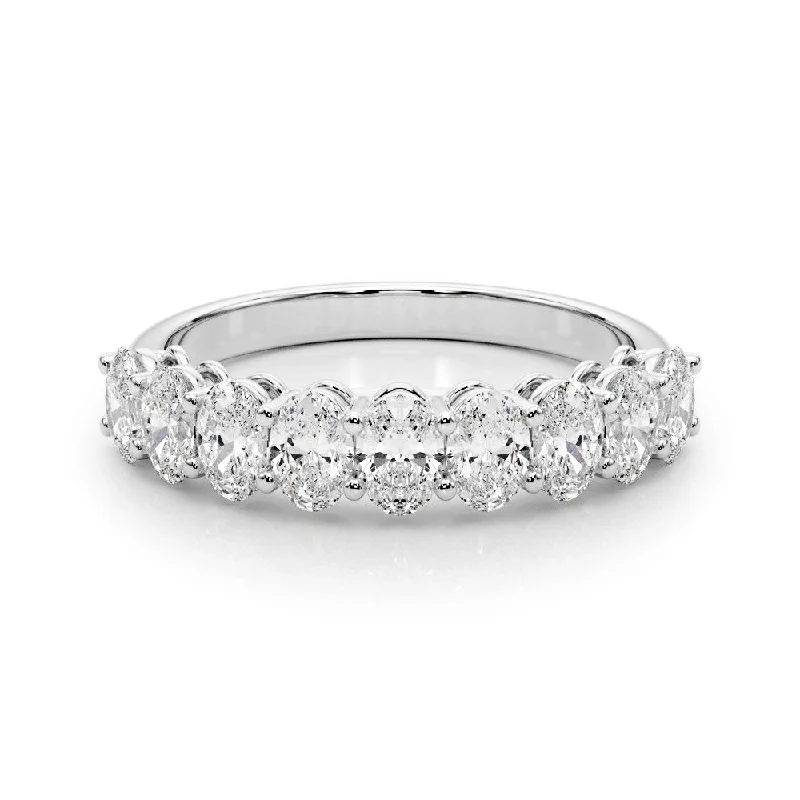 fashionable rings for women-Nine Stone 2.0 ct. Oval Diamond Anniversary Ring