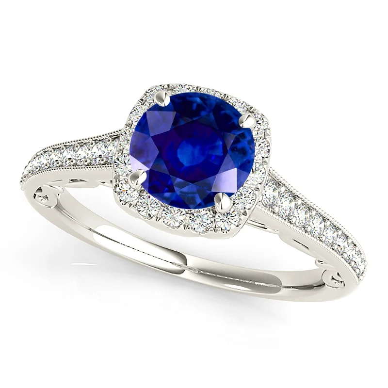 custom rings for women-1.80 ct. Genuine Blue Round Sapphire Ring