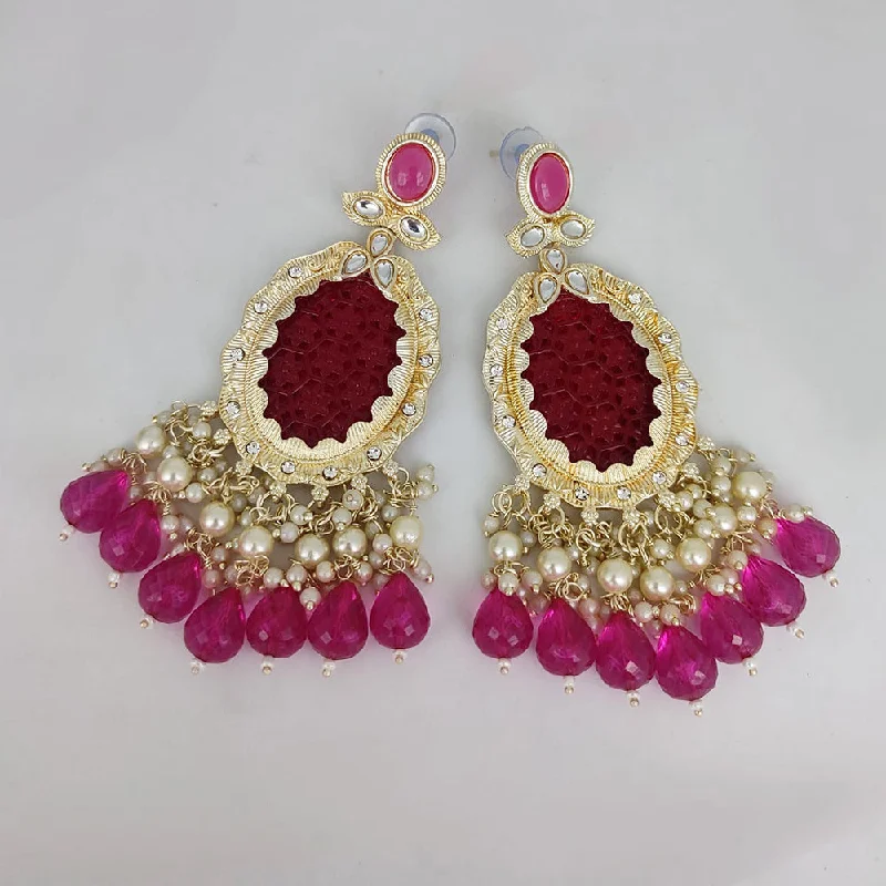 chandelier earrings for women-Manisha Jewellery Gold Plated Kundan and Beads Dangler Earrings