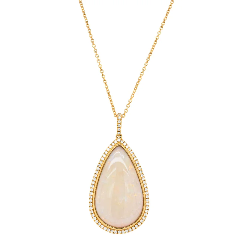 crystal necklaces for women-18ct Yellow Gold 8.62ct Opal & Diamond Isla Pendant