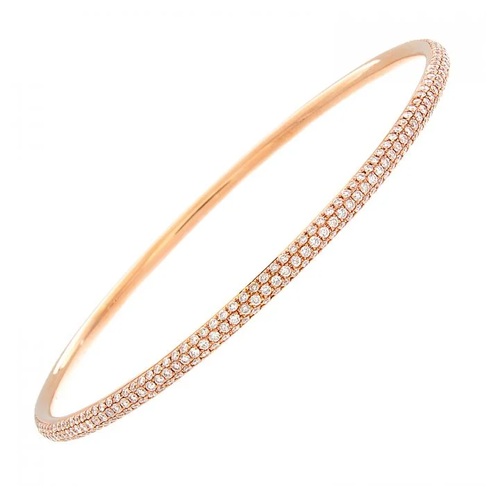 gold charm bracelets for women-Pave Diamond Gold Eternity Bangle Bracelet