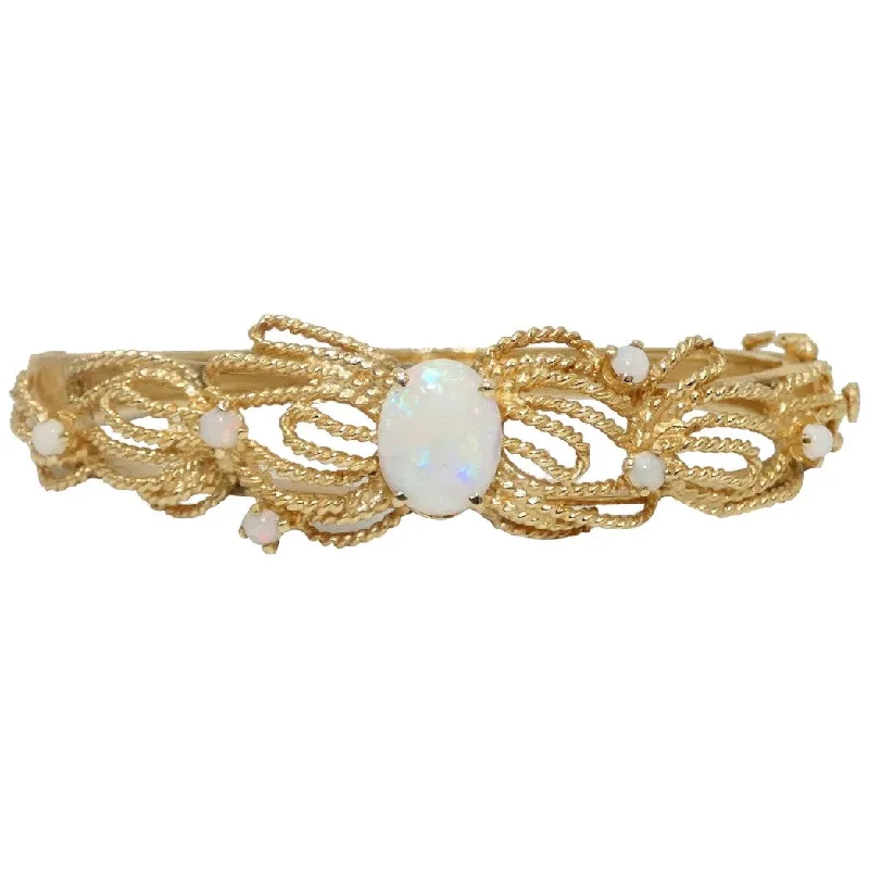 gold bangles for women-14K Gold Opal Cuff Bracelet by Crosby