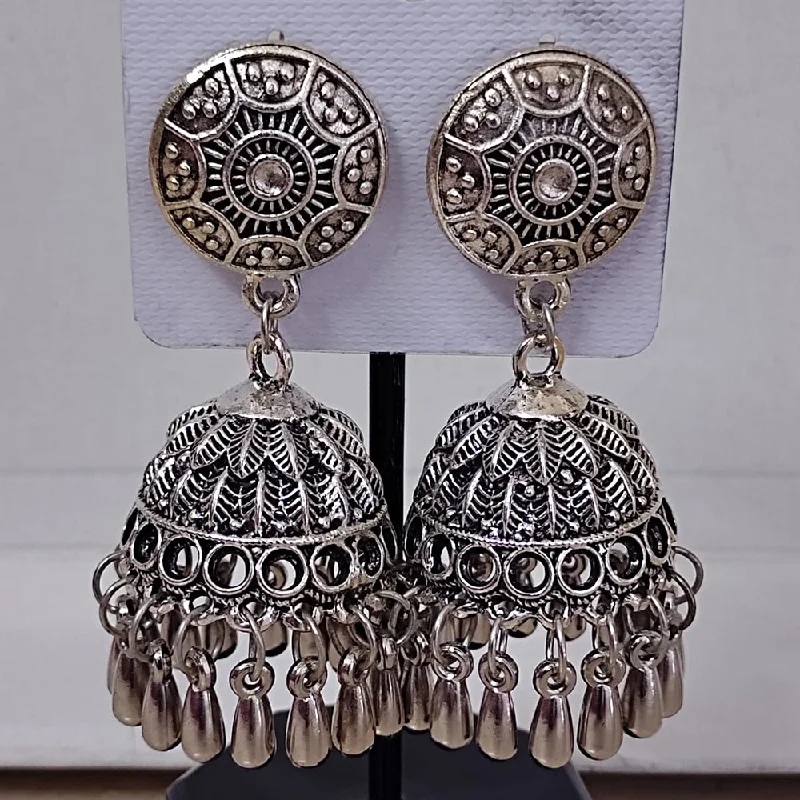 matching earrings and necklace sets-Bevy Pearls German Silver Jhumki Earrings