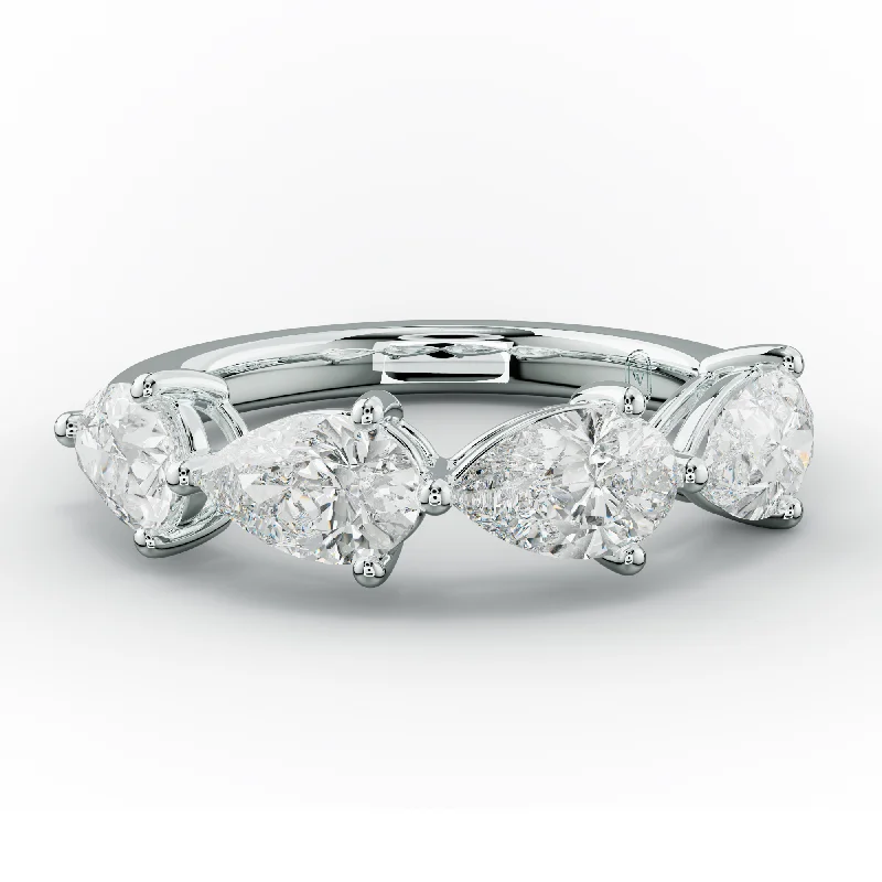 bold rings for women-3.0 Carat East West Pear Shape Diamond Anniversary Band