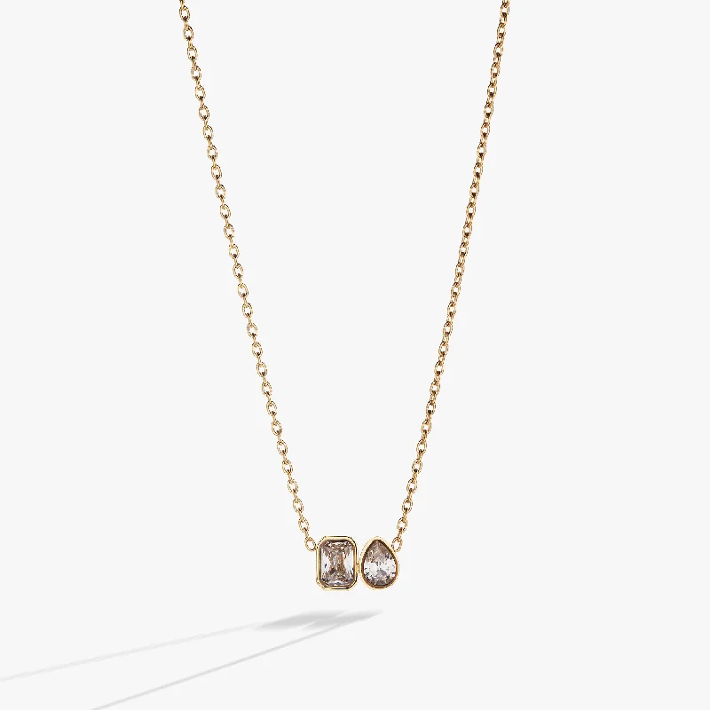 stylish necklaces for women-Toi et Moi Two Stone Necklace