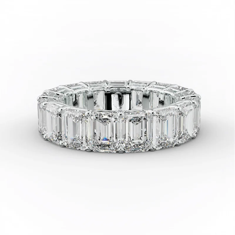 trendy rings for women-9.0 ct. Emerald Diamond Eternity Wedding Band