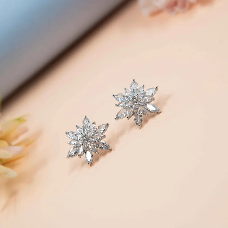 cute stud earrings for women-Nipura Snow Bloom Stud Earrings