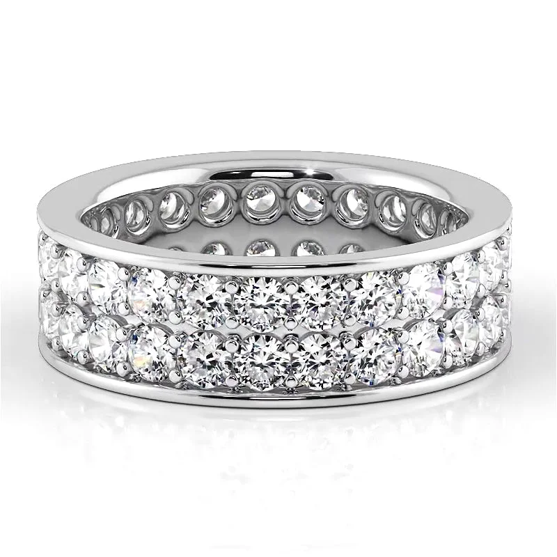 romantic rings for women-2.50 ct. Round Diamond Double Row Wedding Band