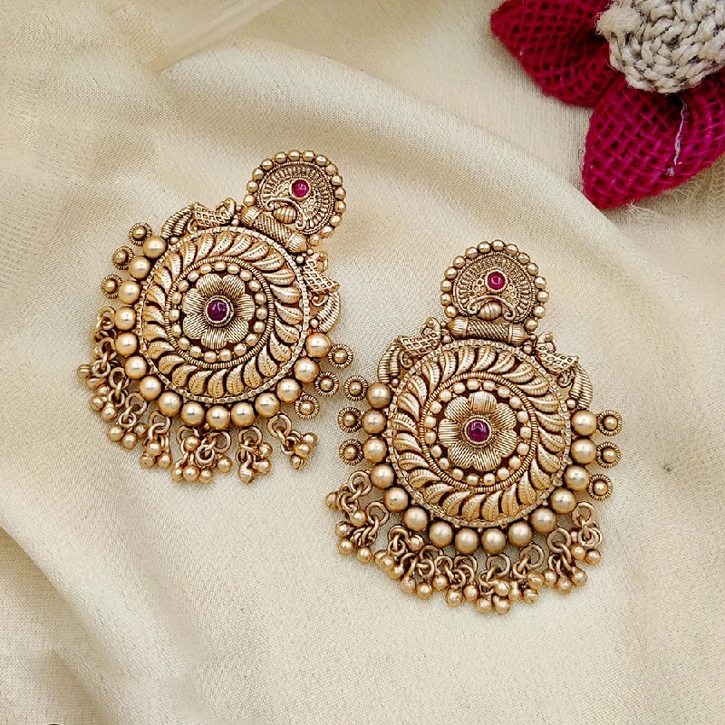 chunky earrings for women-Jewel Addiction Copper Gold Pota Stone Dangler Earrings