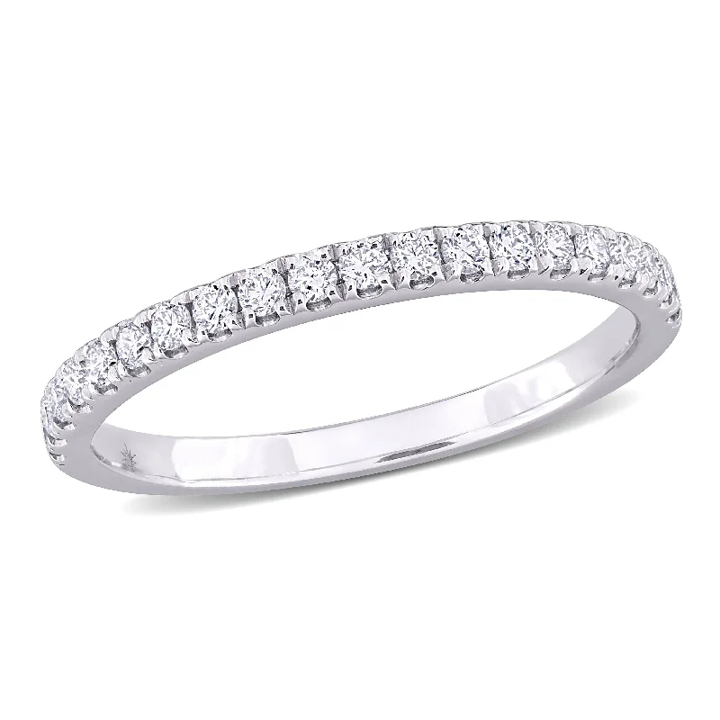 diamond engagement rings for women-Created Forever 1/3ct TW Lab-Grown Diamond Semi-Eternity Anniversary Band in 14k White Gold