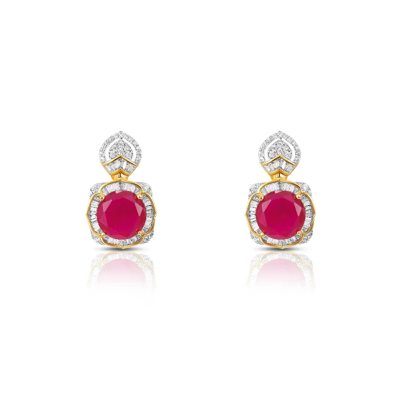 silver earrings for women-Nipura Red lotus drop earrings