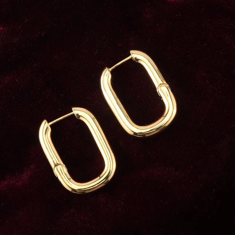 gold-plated earrings for women-Nipura Golden Bold Chain Loop Hoops