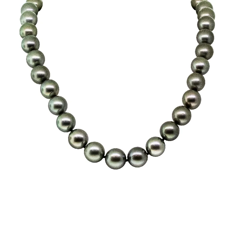 chic necklaces for women-9ct White Gold Tahitian Black Pearl Strand