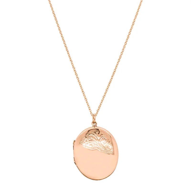 delicate gemstone necklaces for women-Vintage 9ct Rose Gold Oval Locket