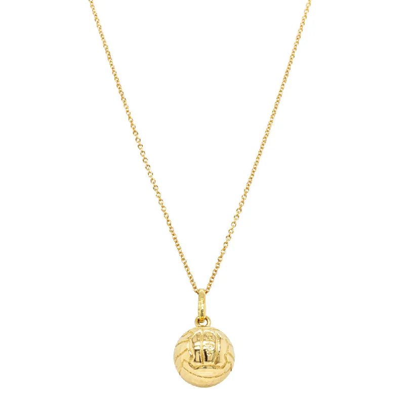 modern chain necklaces for women-Deja Vu 18ct Yellow Gold Hollow Football Necklace