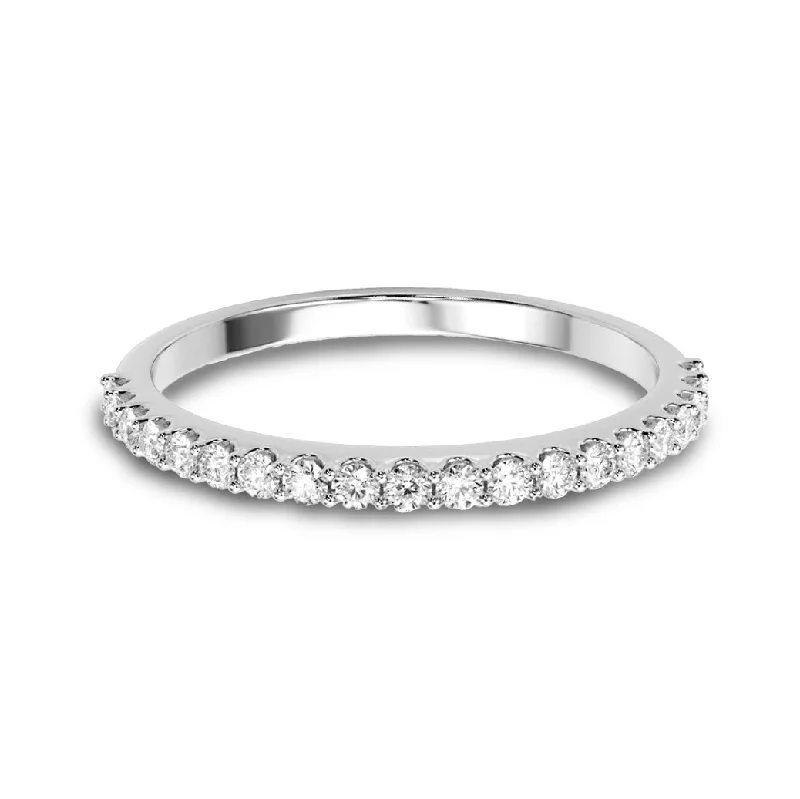 affordable rings for women-Classic Half Way Round Diamond Wedding Ring