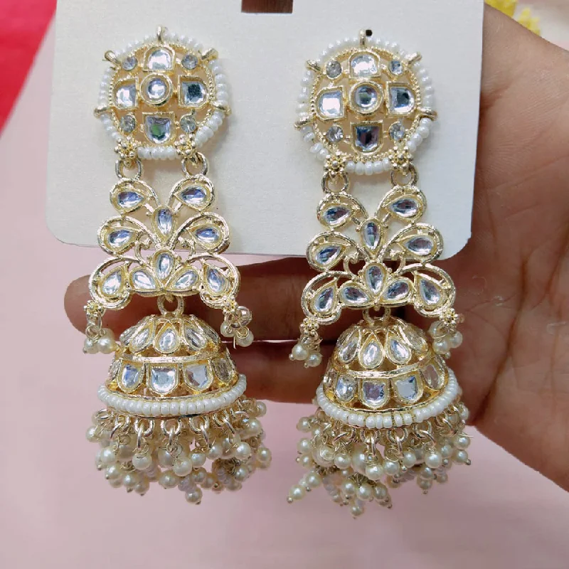 hoop earrings for women-Manisha Jewellery Gold Plated Kundan Jhumki Earrings