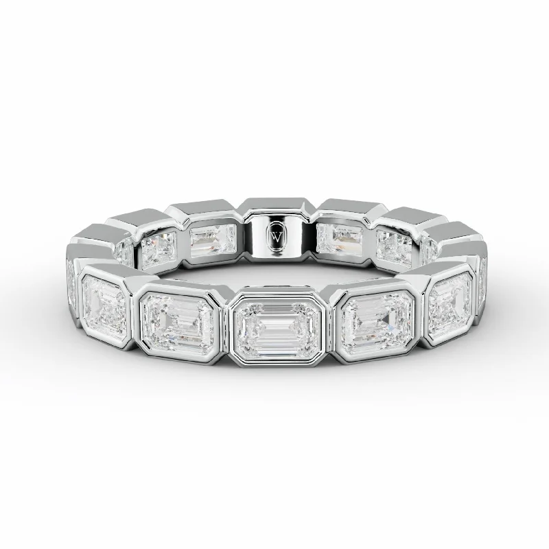 large statement rings for women-2.0 Carat East West Bezel Set Emerald Cut Diamond Eternity Band