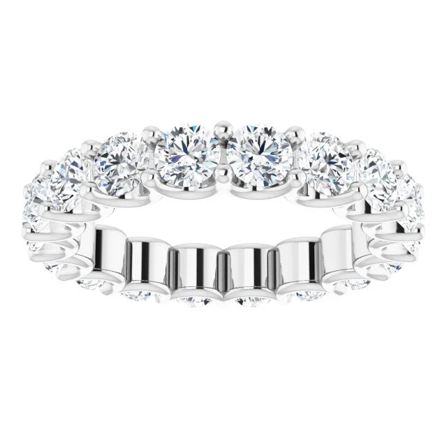 adjustable gemstone rings for women-3.78 ct. Round Diamond Eternity Band U Setting