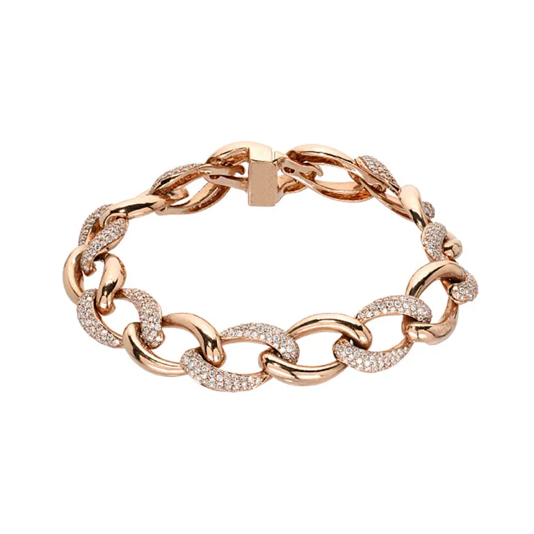 diamond bracelets for women-Diamond Pave Gold Chain Link Bracelet