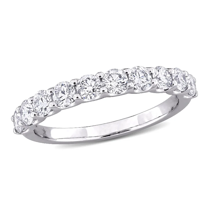 intricate gold engagement rings for women-Created Forever 1ct TW Lab-Grown Diamond Semi-Eternity Anniversary Band in 14k White Gold