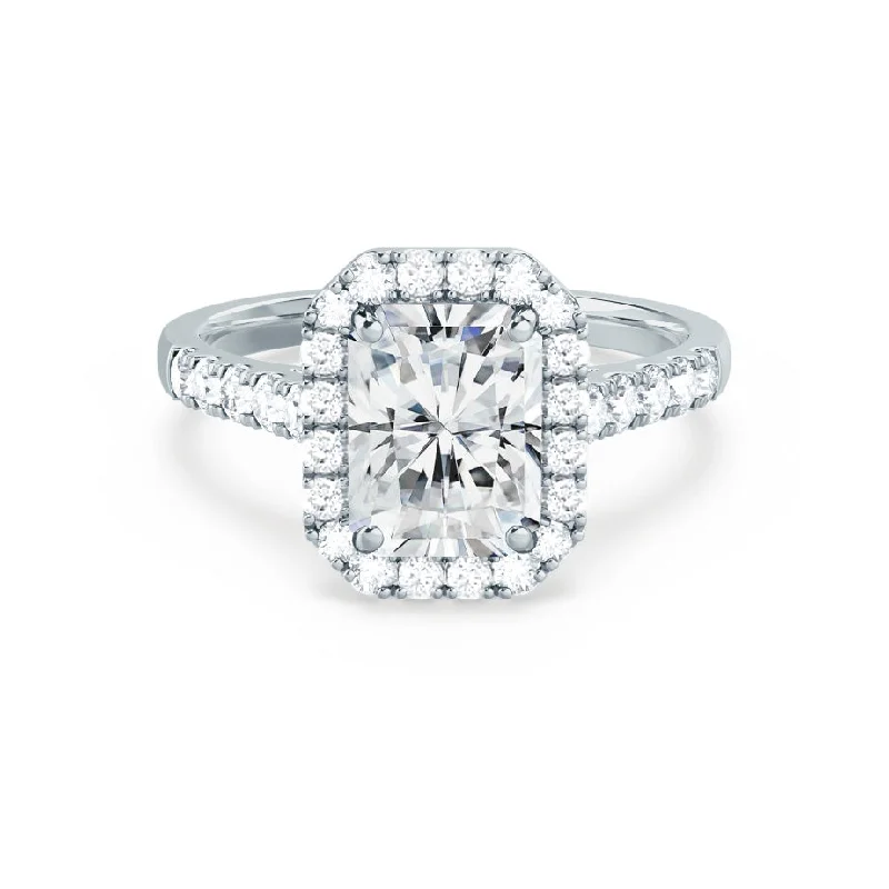 pear-cut engagement rings for women-ESME - Radiant Lab Diamond Platinum Halo