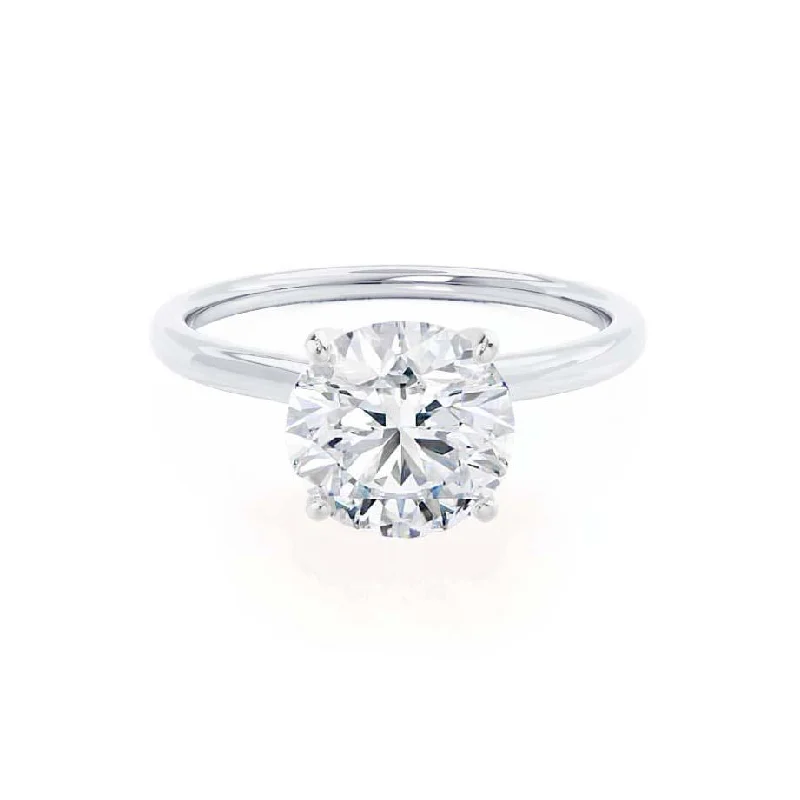 radiant-cut engagement rings for women-LULU - Round Diamond Petite Solitaire Platinum 950 Engagement Ring