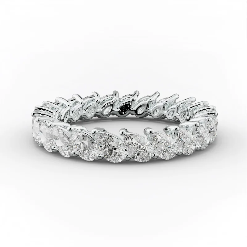 dainty rings for women-2.0 Carat Slanted Pear Shape Diamond Eternity Band