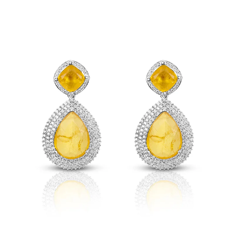 dainty earrings for women-Nipura Doublet Dual Halo Danglers