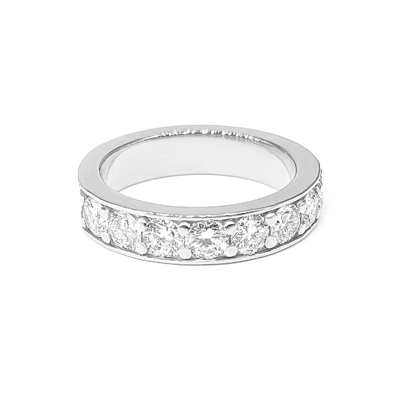 birthstone rings for women-0.80 ct. Round Diamond Pave - Channel Wedding Band