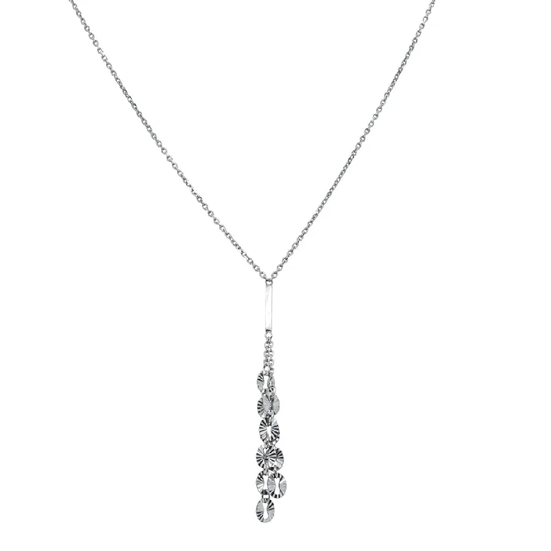 layered chain necklaces for women-Deja Vu Platinum Faceted Disc Drop Necklace