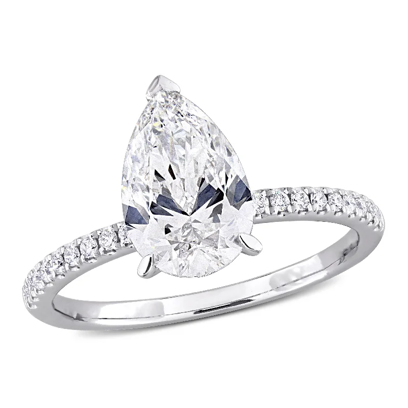 luxury sapphire engagement rings for women-Created Forever 2 1/6ct TW Pear-Shape Lab-Grown Diamond Engagement Ring in 14k White Gold