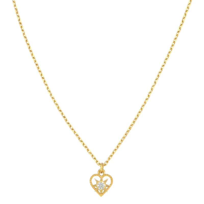 pendant necklaces for women-Zoe & Morgan Kind Heart Necklace - Gold Plated & White Zircon